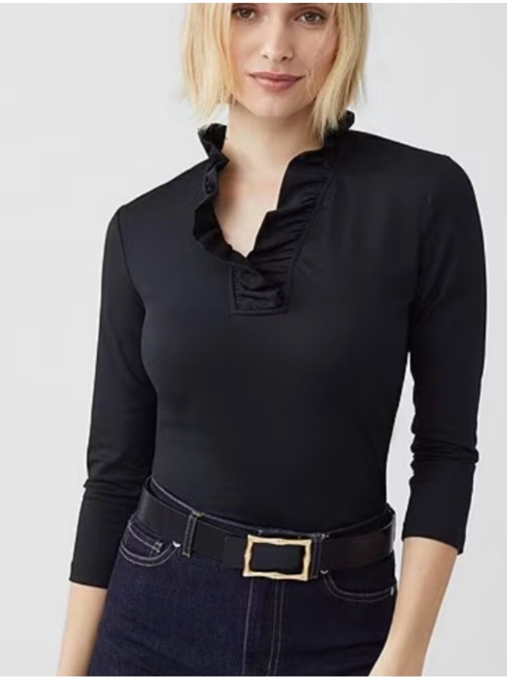 J. McLaughlin Durham Ruffle Top in black
